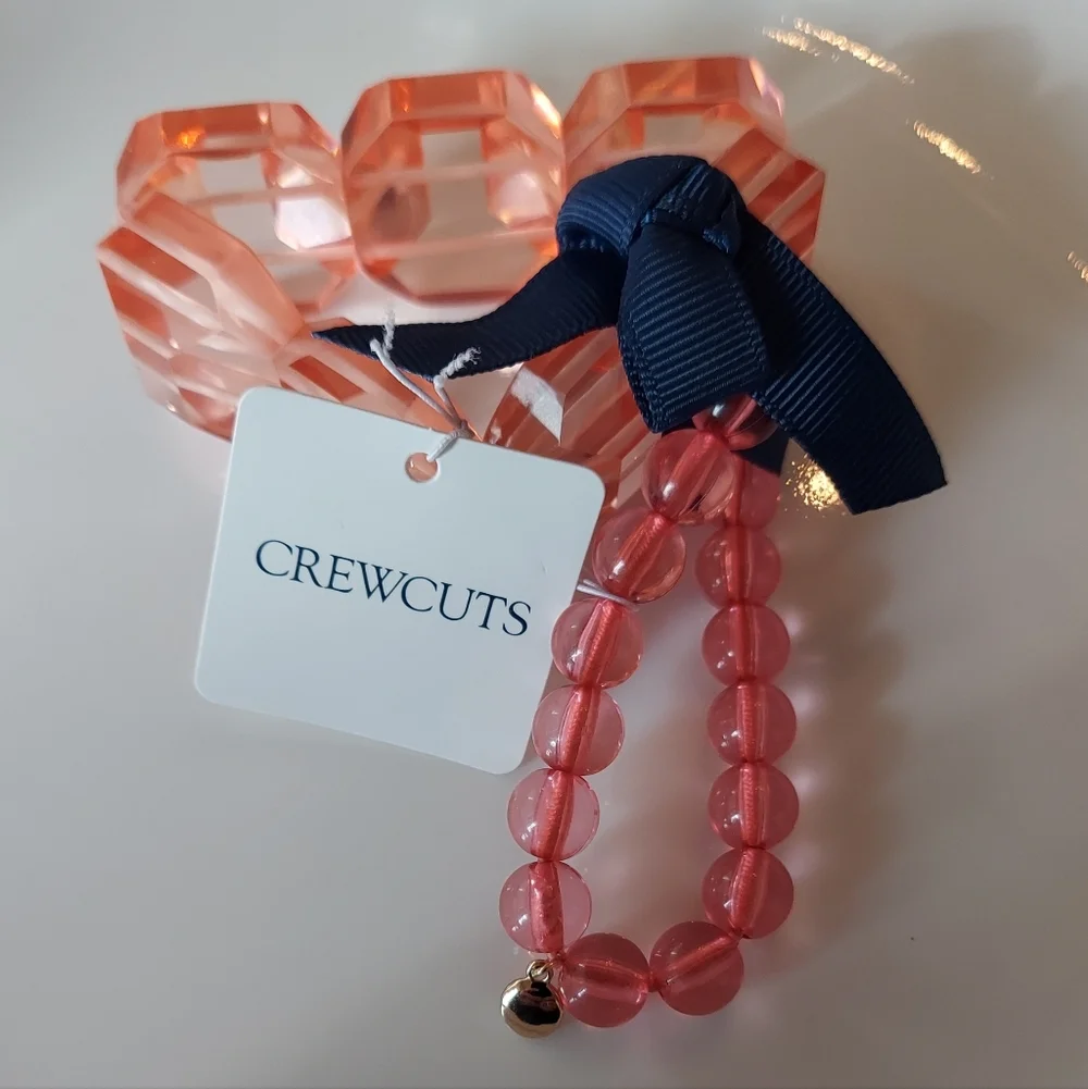 J.Crew Crewcuts Girls chunky beaded bracelets two-pack PINK BNWT SO Retired